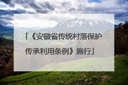 《安徽省传统村落保护传承利用条例》施行