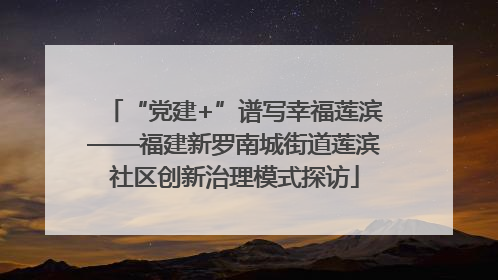 “党建+”谱写幸福莲滨——福建新罗南城街道莲滨社区创新治理模式探访