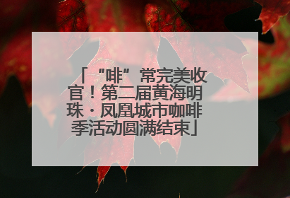 “啡”常完美收官！第二届黄海明珠・凤凰城市咖啡季活动圆满结束