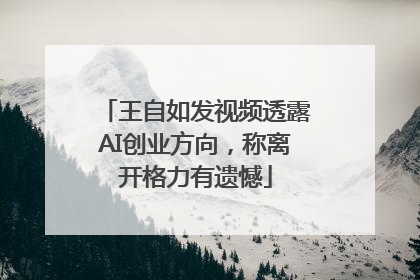王自如发视频透露AI创业方向，称离开格力有遗憾