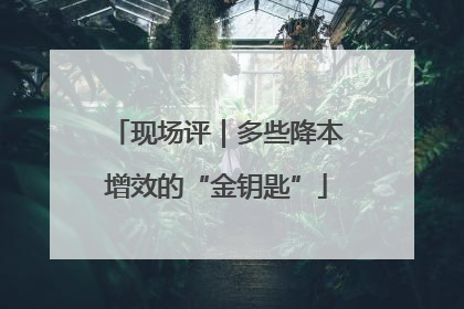 现场评｜多些降本增效的“金钥匙”