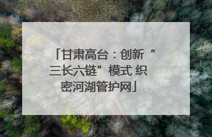 甘肃高台：创新“三长六链”模式 织密河湖管护网