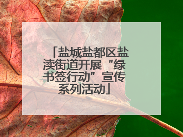 盐城盐都区盐渎街道开展“绿书签行动”宣传系列活动