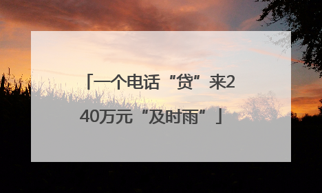 一个电话“贷”来240万元“及时雨”