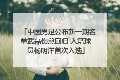 中国男足公布新一期名单武磊伤愈回归 入籍球员杨明洋首次入选