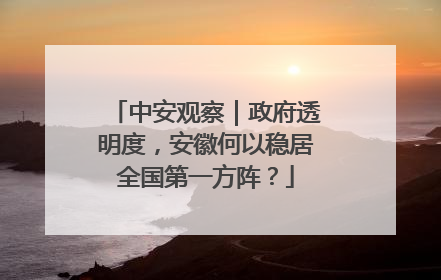 中安观察｜政府透明度，安徽何以稳居全国第一方阵？