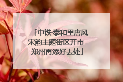 中铁·泰和里唐风宋韵主题街区开市 郑州再添好去处