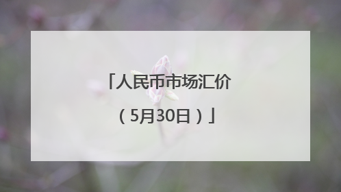 人民币市场汇价（5月30日）