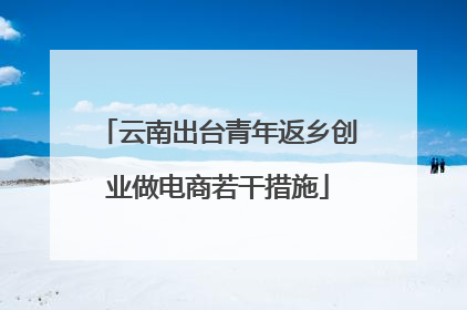 云南出台青年返乡创业做电商若干措施