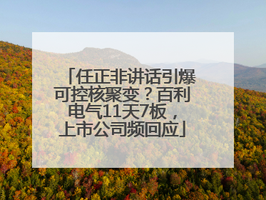 任正非讲话引爆可控核聚变？百利电气11天7板，上市公司频回应