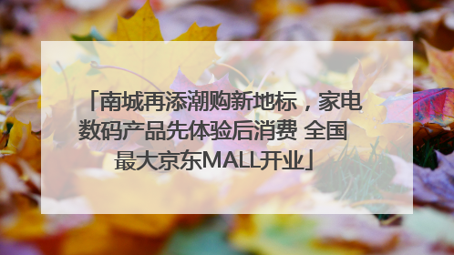 南城再添潮购新地标，家电数码产品先体验后消费 全国最大京东MALL开业