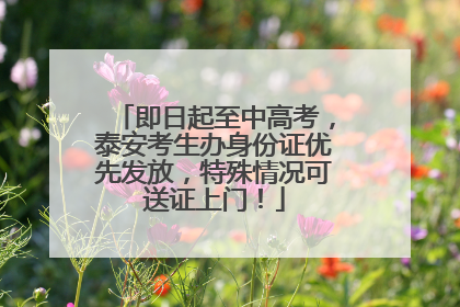 即日起至中高考，泰安考生办身份证优先发放，特殊情况可送证上门！