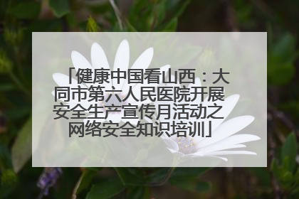 健康中国看山西：大同市第六人民医院开展安全生产宣传月活动之网络安全知识培训