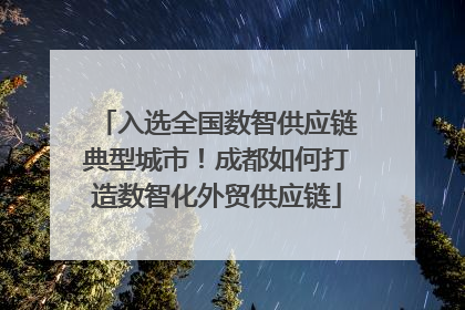 入选全国数智供应链典型城市！成都如何打造数智化外贸供应链