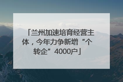 兰州加速培育经营主体，今年力争新增“个转企”4000户