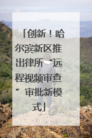 创新！哈尔滨新区推出律所“远程视频审查”审批新模式