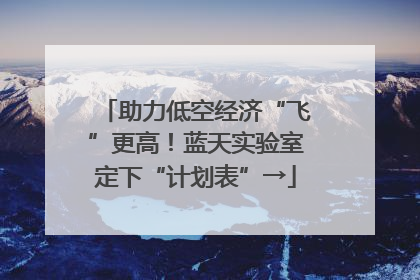 助力低空经济“飞”更高！蓝天实验室定下“计划表”→