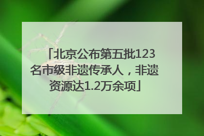 北京公布第五批123名市级非遗传承人，非遗资源达1.2万余项