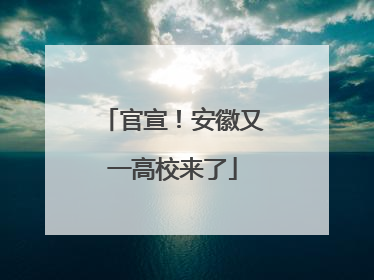 官宣！安徽又一高校来了