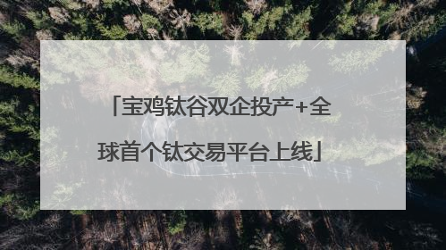 宝鸡钛谷双企投产+全球首个钛交易平台上线