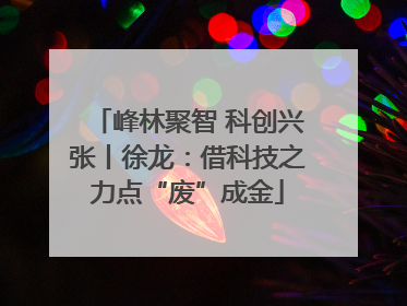 峰林聚智 科创兴张丨徐龙：借科技之力点“废”成金