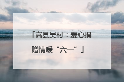 嵩县吴村：爱心捐赠情暖“六一”