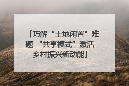 巧解“土地闲置”难题 “共享模式”激活乡村振兴新动能