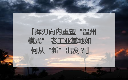 挥刃向内重塑“温州模式” 老工业基地如何从“新”出发？