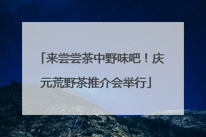 来尝尝茶中野味吧！庆元荒野茶推介会举行