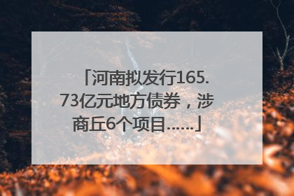 河南拟发行165.73亿元地方债券，涉商丘6个项目……