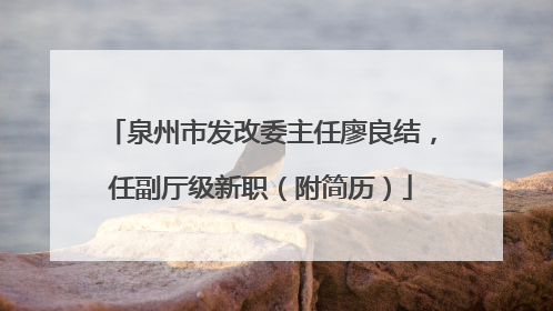 泉州市发改委主任廖良结，任副厅级新职（附简历）