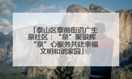 泰山区泰前街道广生泉社区：“泉”聚银辉“泉”心服务共建幸福文明和谐家园