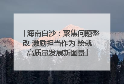海南白沙：聚焦问题整改 激励担当作为 绘就高质量发展新图景