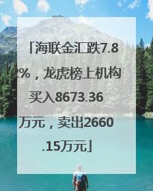 海联金汇跌7.82%，龙虎榜上机构买入8673.36万元，卖出2660.15万元