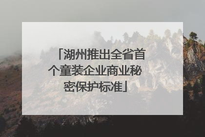 湖州推出全省首个童装企业商业秘密保护标准
