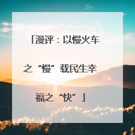 漫评：以慢火车之“慢”载民生幸福之“快”