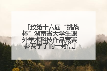 致第十六届“挑战杯”湖南省大学生课外学术科技作品竞赛参赛学子的一封信