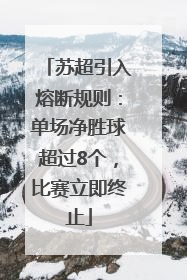 苏超引入熔断规则：单场净胜球超过8个，比赛立即终止