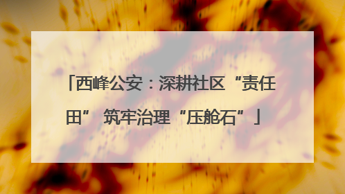 西峰公安：深耕社区“责任田” 筑牢治理“压舱石”