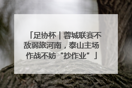 足协杯｜蓉城联赛不敌弱旅河南，泰山主场作战不妨“抄作业”