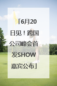 6月20日见！跨国公司峰会首发SHOW嘉宾公布